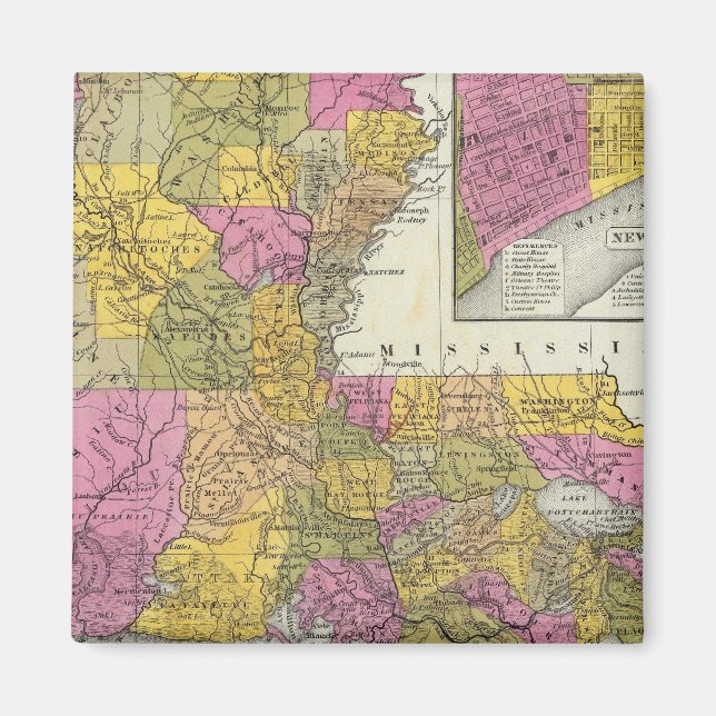 New Map Of Louisiana 3 Magnet (Front)