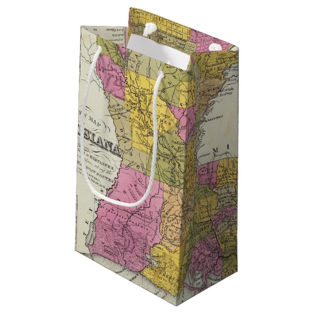 New Map Of Louisiana 3 Small Gift Bag (Back Angled)