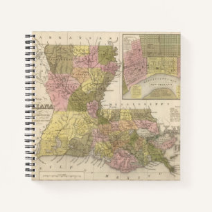 New Map Of Louisiana Notebook