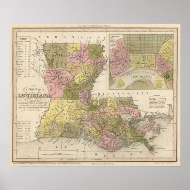 New Map Of Louisiana Poster (Front)