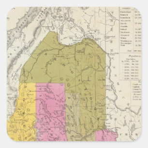 New Map of Maine 2 Square Sticker