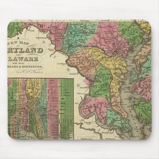 New Map Of Maryland and Delaware 2 Mouse Pad (Front)