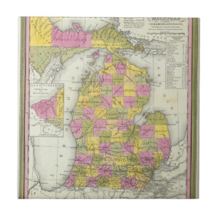 New Map Of Michigan 2 Ceramic Tile