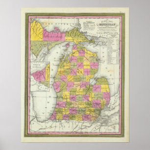 New Map Of Michigan 2 Poster
