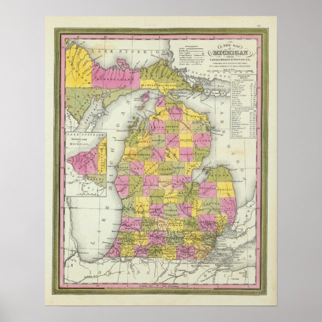 New Map Of Michigan 2 Poster (Front)