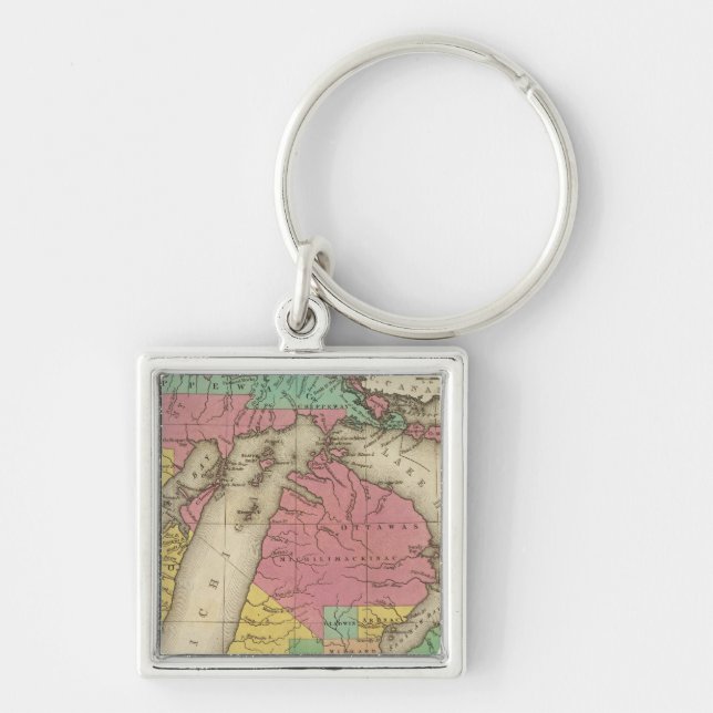 New Map Of Michigan Key Ring (Front)