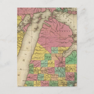 New Map Of Michigan Postcard