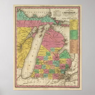 New Map Of Michigan Poster