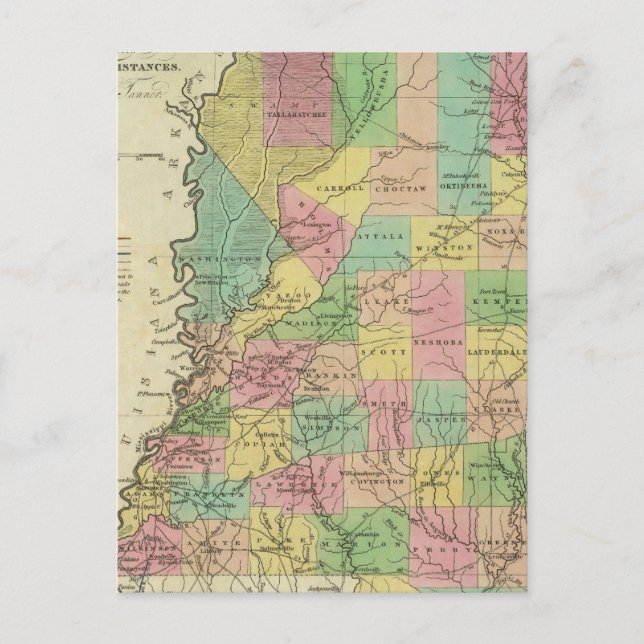 New Map Of Mississippi 2 Postcard (Front)