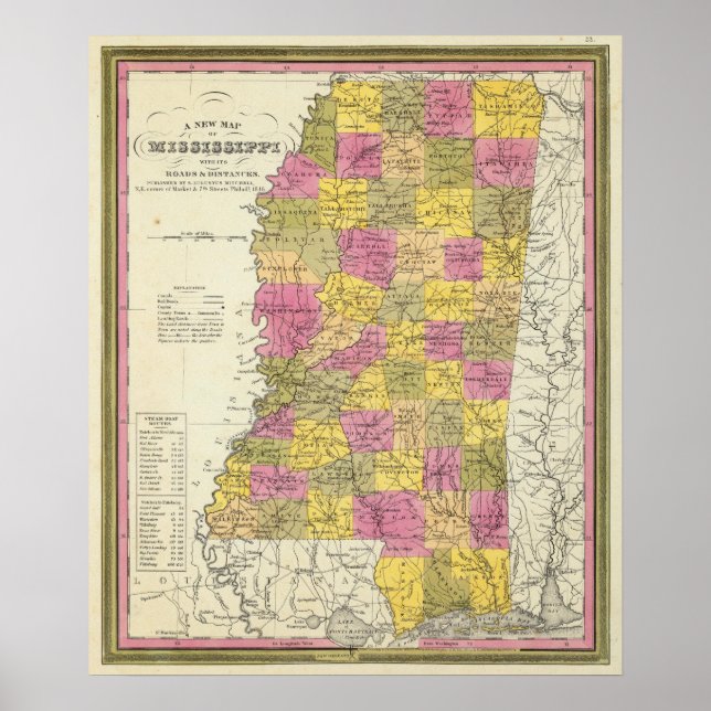 New Map Of Mississippi Poster (Front)
