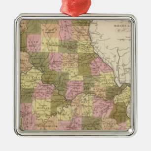 New Map Of Missouri 2 Metal Tree Decoration