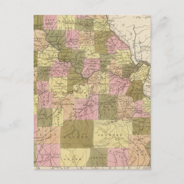 New Map Of Missouri 2 Postcard (Front)