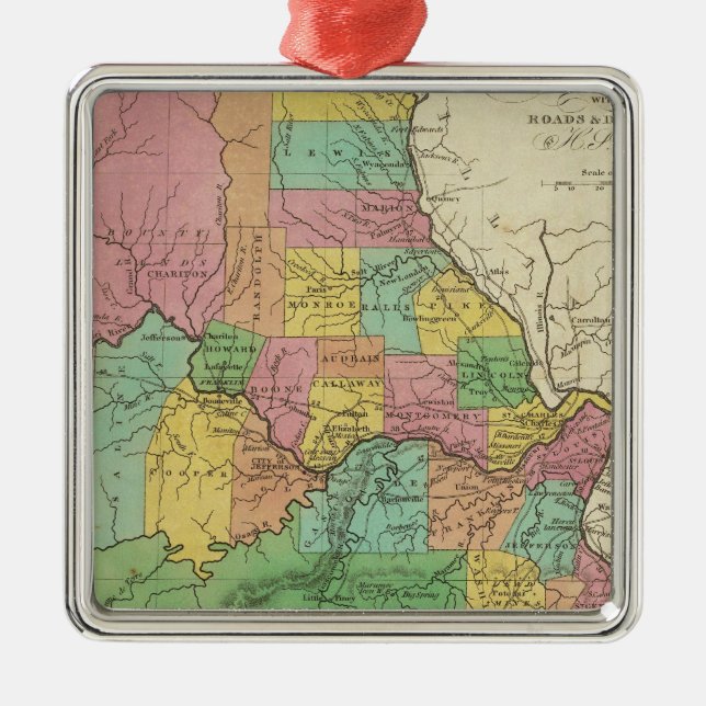 New Map Of Missouri Metal Tree Decoration (Front)