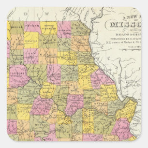 New Map Of Missouri Square Sticker