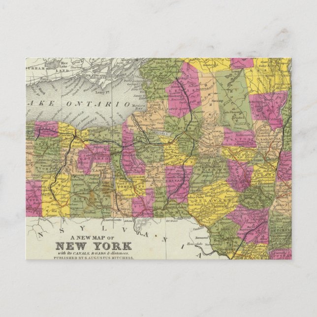 New Map Of New York 2 Postcard (Front)