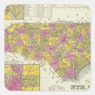 New Map Of Nth Carolina Square Sticker