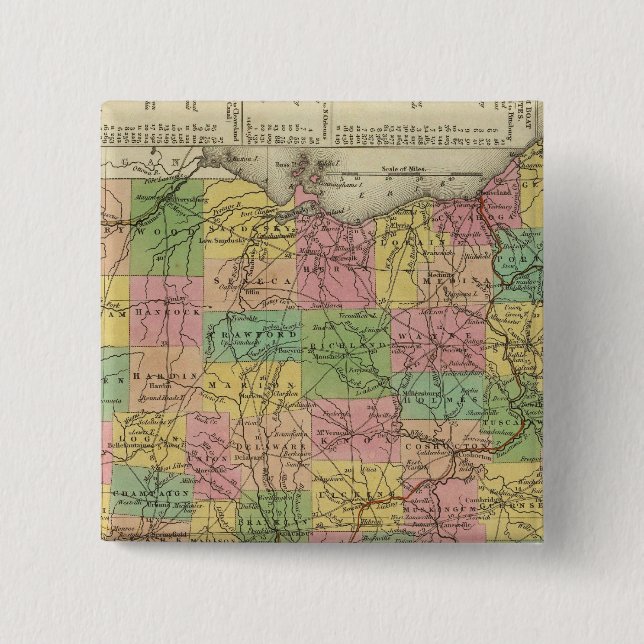 New Map Of Ohio 2 15 Cm Square Badge (Front)