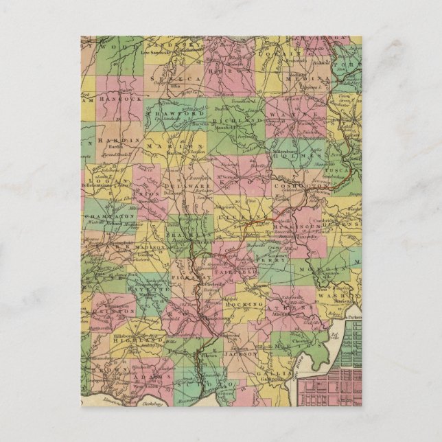 New Map Of Ohio 2 Postcard (Front)