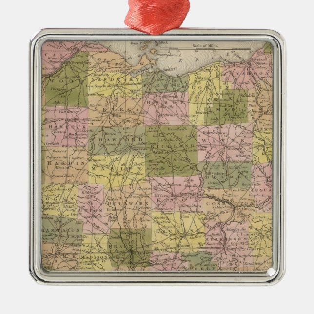New Map Of Ohio Metal Ornament (Front)