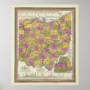 New Map Of Ohio Poster