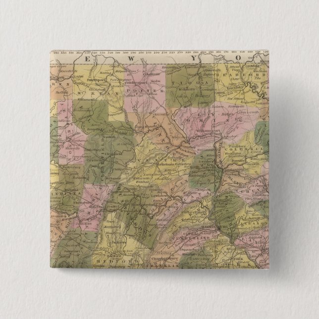 New Map Of Pennsylvania 15 Cm Square Badge (Front)