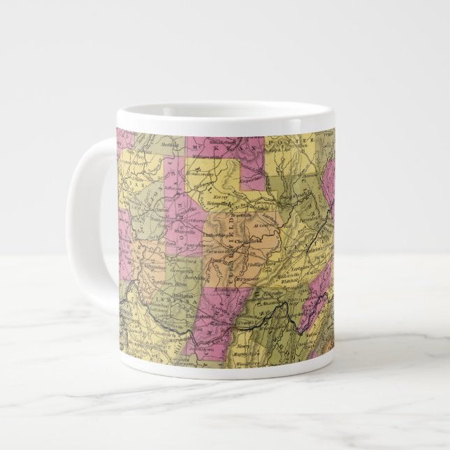 New Map Of Pennsylvania 2 Large Coffee Mug (Front Left)