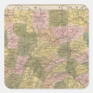 New Map Of Pennsylvania Square Sticker