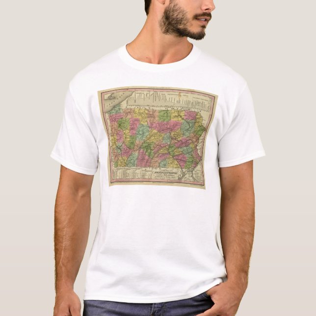 New Map Of Pennsylvania T-Shirt (Front)