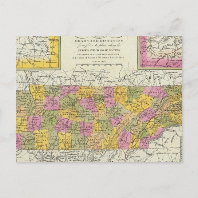 New Map Of Tennessee Postcard (Front)