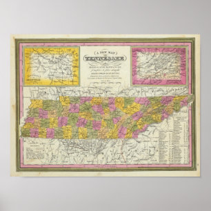New Map Of Tennessee Poster