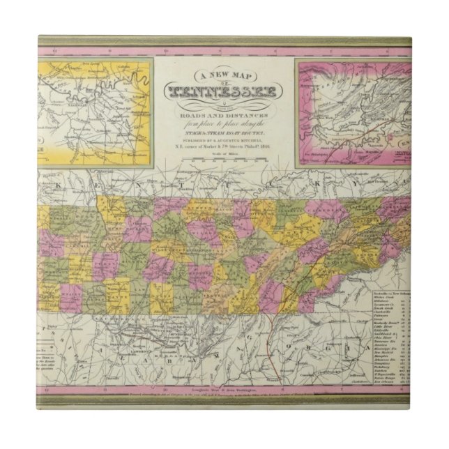 New Map Of Tennessee Tile (Front)