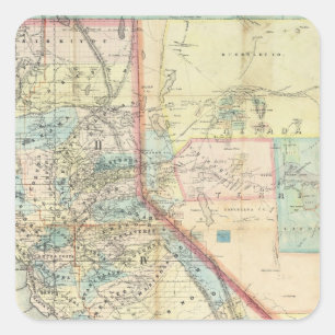 New Map of the State of California Square Sticker