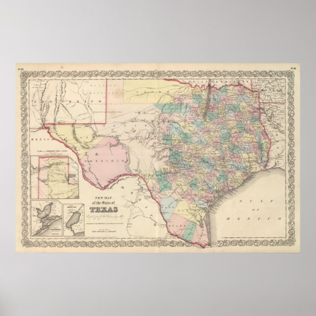 New Map of the State of Texas Poster (Front)