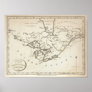New Map of Upper & Lower Canada Poster