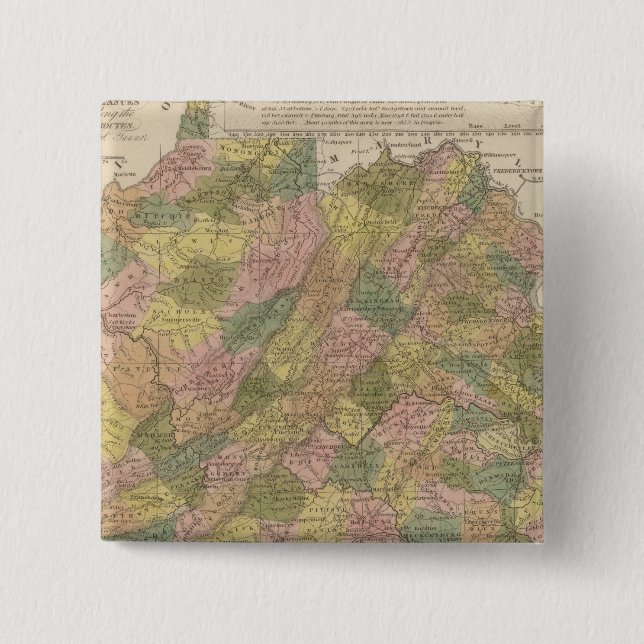 New Map Of Virginia 15 Cm Square Badge (Front)