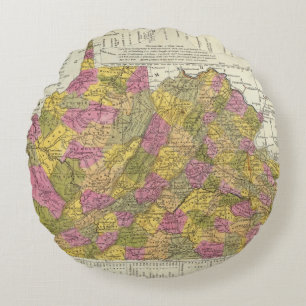 New Map Of Virginia Round Cushion