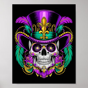 New Mardi Gras Costume Sugar Skull Poster