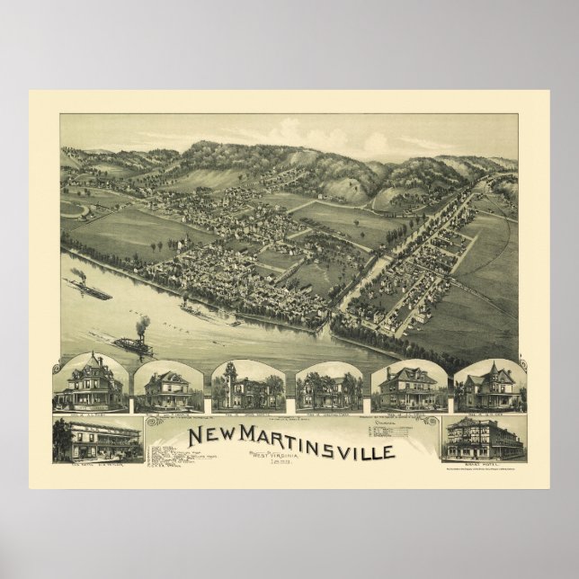 New Martinsville, WV Panoramic Map - 1899 Poster (Front)
