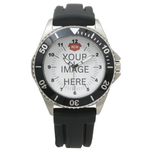 NEW! Men's Stainless Steel Black Strap Watch
