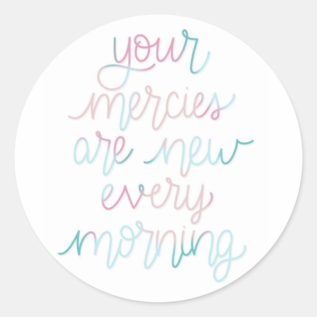 New Mercies Pastel Round Sticker (Front)