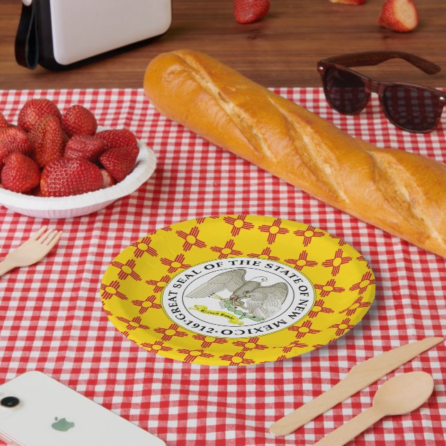 New Mexican Flag & Seal, New Mexico Paper Plate (Picnic)