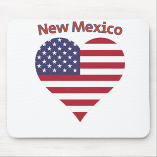 New Mexico American Flag Heart Mouse Pad