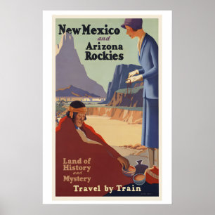 New Mexico and Arizona Rockies Vintage Travel Poster