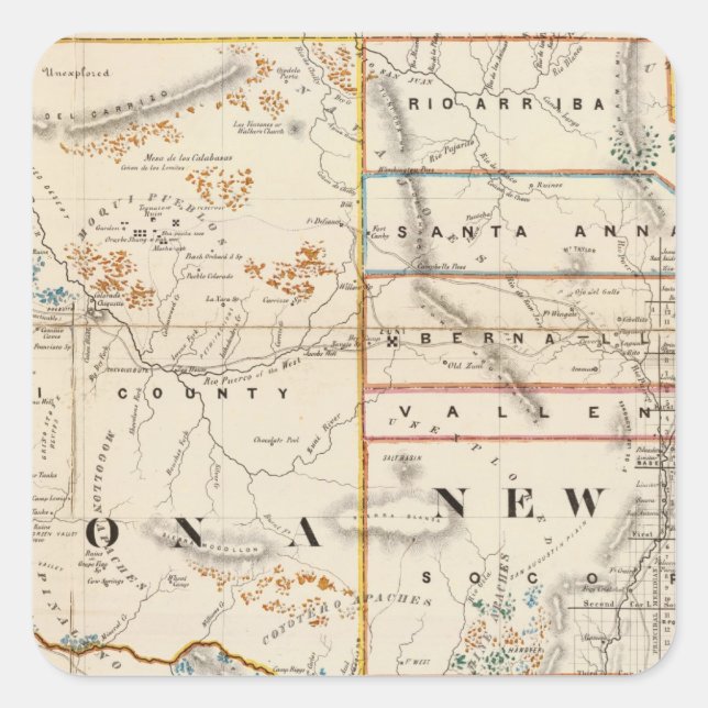 New Mexico, Arizona Square Sticker (Front)