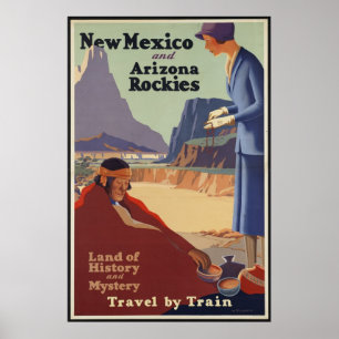 New Mexico Arizona Vintage Travel Poster Ad Retro