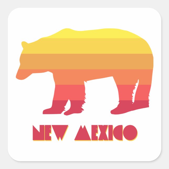 New Mexico Bear Square Sticker (Front)