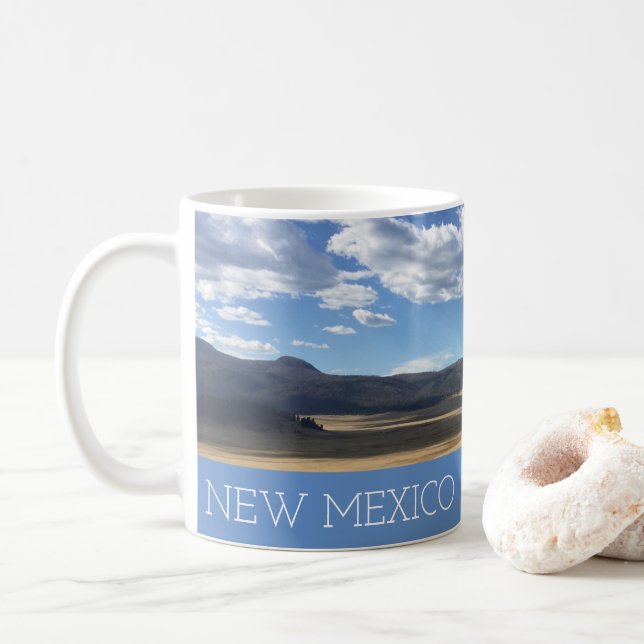 New Mexico Beautiful Blue Sky and Mountains Mug (With Donut)