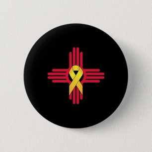 New Mexico Childhood Cancer Awareness Zia Yellow R 6 Cm Round Badge