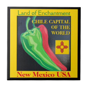 New Mexico Chile Land of Enchantment Red or Green Ceramic Tile