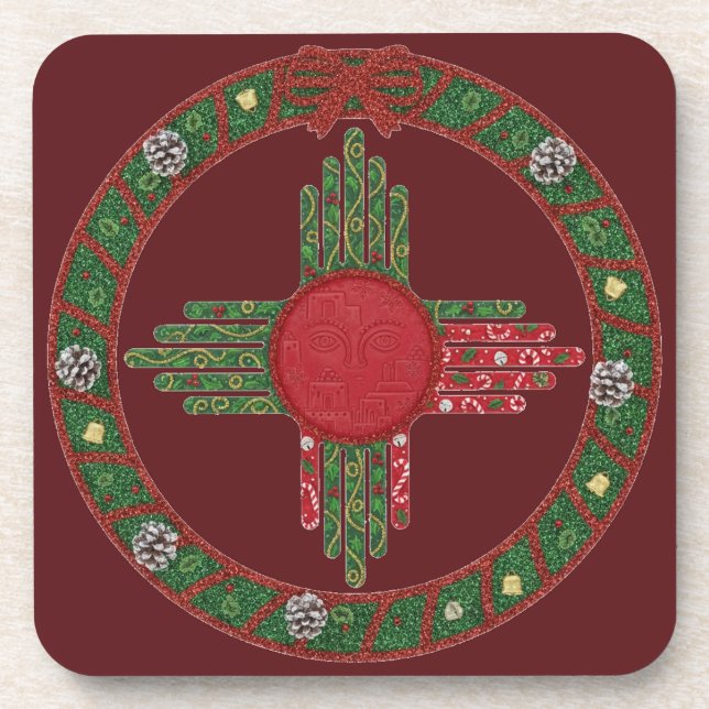 New Mexico Christmas  Coaster (Front)